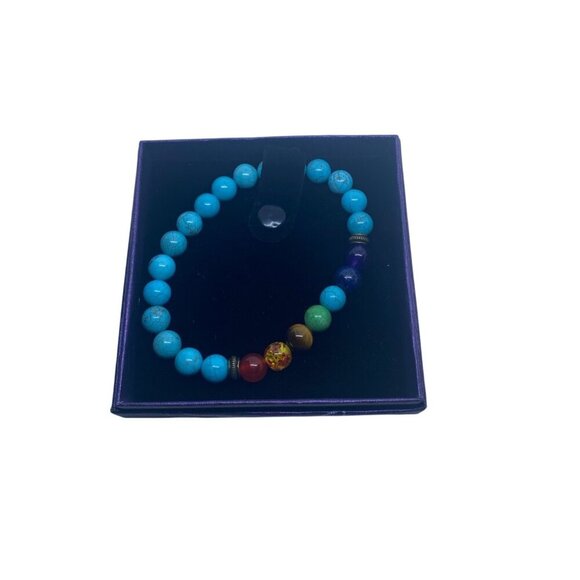 Gemstone Bracelets Rainbow Birthstone Crystal Beads Elastic 8mm 7.5 in Unisex - Picture 6 of 7